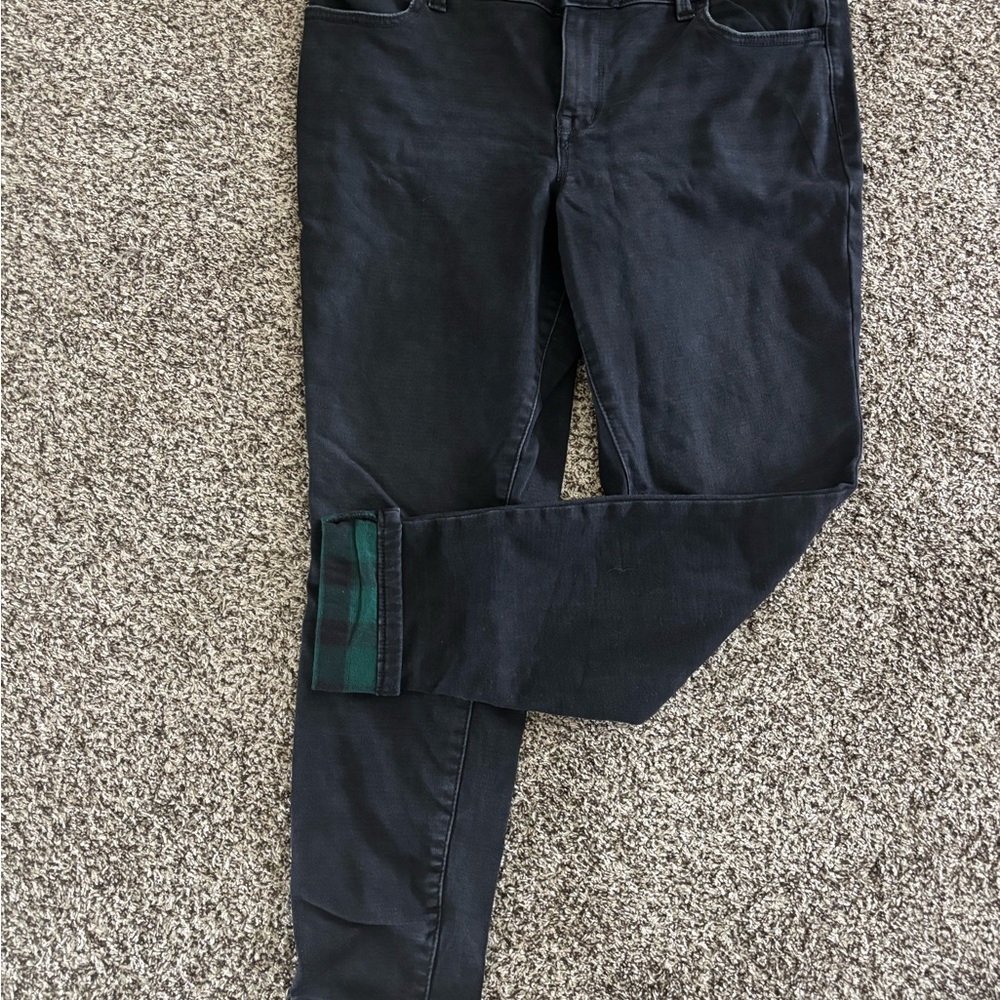 Maurice’s Women's Black Skinny Jeans with Cuffed Plaid Trim